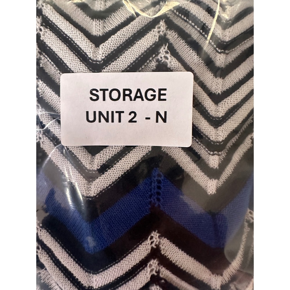 Chico's Cardigan Women Size 0 Blue Black White Chevron Open Front Knit Excellent - Picture 7 of 7
